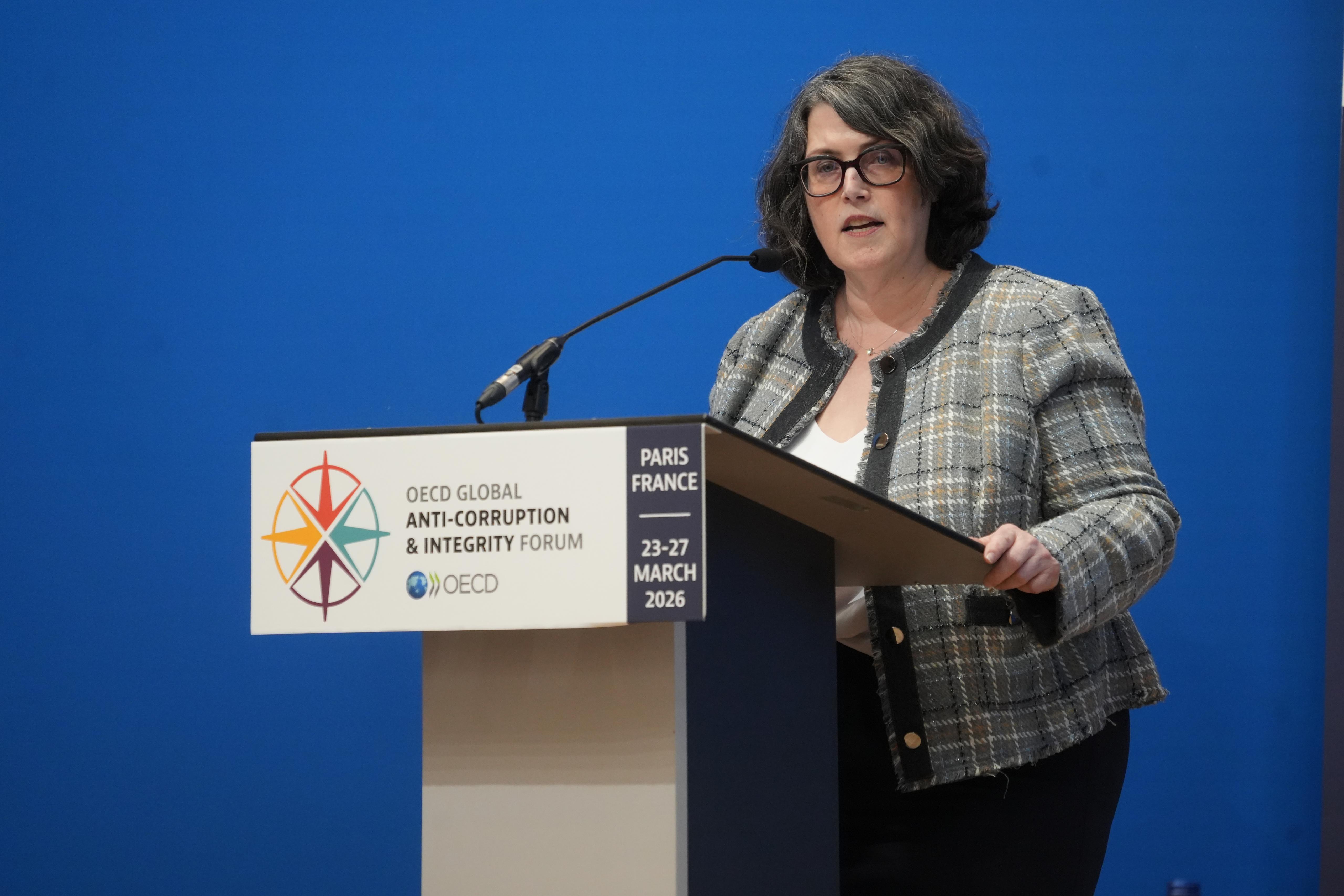 The OECD's Chair of the Working Group on Bribery Kathleen Roussel delivered a keynote speech at our Knowledge Partner event.